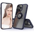 thumbnail image 1 of Compatible with iPhone 13 Pro Case, Carbon Fiber Design Clear Crystal Anti-Scratch Case with 360 Degree Rotation Ring Kickstand(Work with Magnetic Car Mount) for iPhone 13 Pro 6.1 inch, Blue, 1 of 12