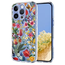 Compatible with iPhone 13 Pro Case Clear with Flower Design, Cute Soft Silicone TPU Floral Aesthetic Women Girls Transparent Protective Shockproof Anti-Scratch Anti-Yellow Phone Cover, D