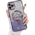 thumbnail image 1 of Compatible with iPhone 13 Pro Case,Compatible with MagSafe Love Heart Plating Camera Protection Clear Phone Case, Magnetic Glitter for Women Girls Shockproof Back Bumper 6.1"-Purple, 1 of 15