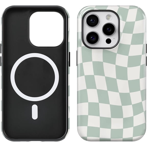 Compatible with iPhone 13 Pro Case [Compatible with MagSafe] -Shockproof Protective 8 ft Drop Tested TPU Cover Phone Case 6.1" (Checkerboard, iPhone 13 Pro)