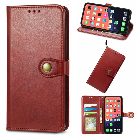 Compatible with iPhone 13 Pro Case and Cover, Allytech Wallet Money Pocket Card Slots Book Style Kickstand Magnetic Snap Removable Wrist Strap Protective Case for iPhone 13 Pro 2021, Red
