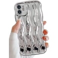 thumbnail image 1 of Compatible with iPhone 13 Pro Case,Cute 6D Water Ripple Pattern Curly Wave Frame Soft TPU Back Full Body Screen Camera Protective Cover Bumper Shockproof case for Women and Girls-Silver, 1 of 6