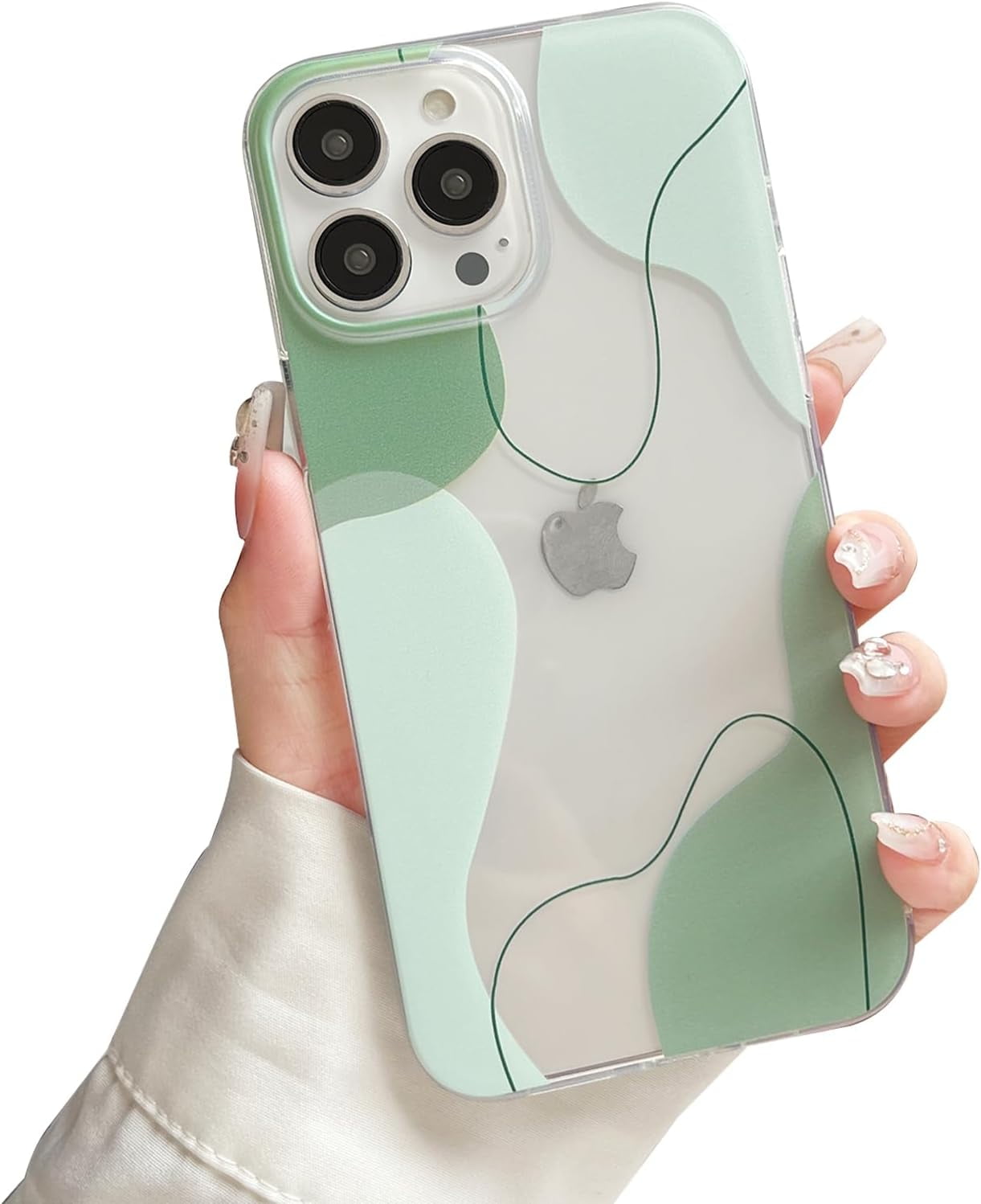 Compatible with iPhone 13 Pro Case,Cute Clear Art Wavy Shaped Painted