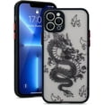thumbnail image 1 of Compatible with iPhone 13 Pro Case Fashion Cool Dragon Animal 3D Pattern Design Frosted PC Back Soft TPU Bumper Shockproof Protective Case Cover for iPhone 13 Pro, Black, 1 of 7