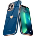 thumbnail image 1 of Compatible with iPhone 13 Pro Case for Girl Women Cute Love-Heart Luxury Plating Soft Back Cover Raised Camera Protection Bumper Silicone Shockproof Phone Case for iPhone 13 Pro, Royal Blue, 1 of 14