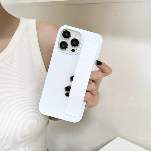 Compatible with iPhone 13 Pro Case, Luxury Soft Silicone PC Ultra Slim Shockproof Protective Thin Fit Phone Case Cover with Wristband for iPhone 13 Pro for Women Girls, White