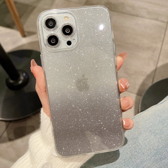 Compatible with iPhone 13 Pro Case, Luxury Sparkly Bling Gradient for Women Girls Soft TPU Frame Glass Glitter Paper Shockproof Anti-Scratch Protective Case Cover for iPhone 13 Pro, Black