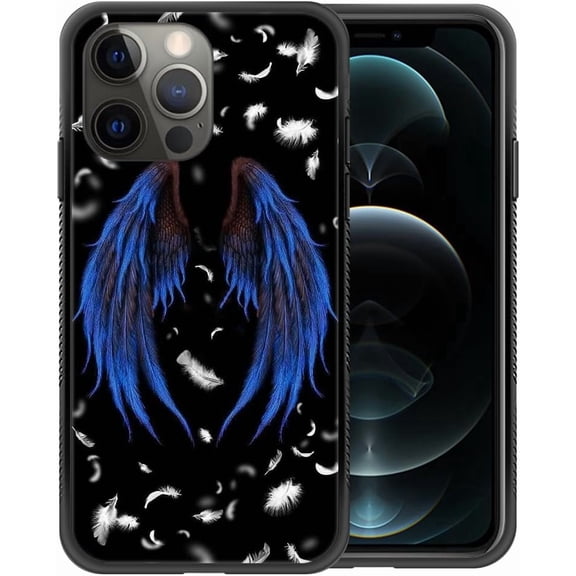 Compatible with iPhone 13 Pro Case,Pattern Design Hard PC Back Cover Non-Slip Soft TPU Protective Case for iPhone 13 Pro for Women 6.1inch-Angel Wings