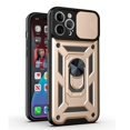 thumbnail image 1 of Compatible with iPhone 13 Pro Case with Sliding Camera Lens Cover and Ring Kickstand Heavy Duty Military Grade Protection Phone Shockproof Back Cover for iPhone 13 Pro, Gold, 1 of 4