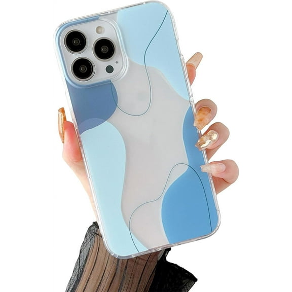 Compatible with iPhone 13 Pro Case, Soft Shaped Art Design with Built-in Bumper Protective Phone Case, Cute Slim TPU Cover Designed for iPhone 13 Pro Case,Blue