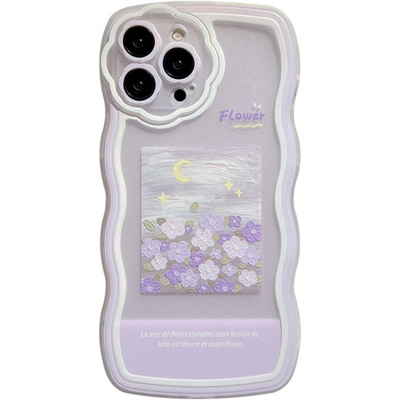 Compatible with iPhone 13 Pro Case for Women/Girls, Cute Curly Wave Flowers Flora Platinum Transparent Soft Shockproof Case for iPhone 13 Pro, Flowers