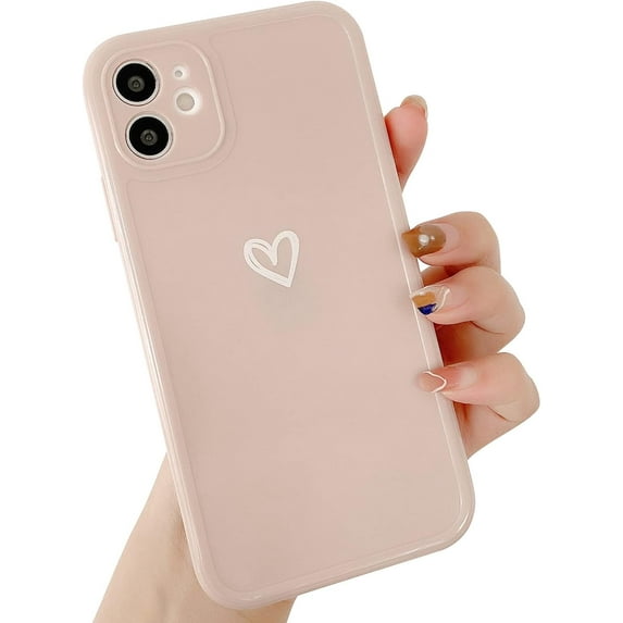 Compatible with iPhone 13 Pro Case for Women Girls, Cute Love Heart Pattern Soft Slim TPU Shockproof Protective Bumper Phone Case for iPhone 13 Pro 6.1"-Pink