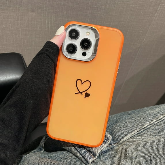 Compatible with iPhone 13 Pro Case for Women Girls, Soft Flexible Durable Cute Heart Pattern Slim Thin TPU Shockproof Case Cover for iPhone 13 Pro - Orange
