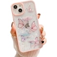 thumbnail image 1 of Compatible with iPhone 13 Pro Case for Women Girls,Soft Slim Fit Full-Around Protective Cute Clear Sparkly Bling Star Butterfly Pattern Phone Case Glitter Cover for iPhone 13 Pro(6.1＂)- Pink, 1 of 10