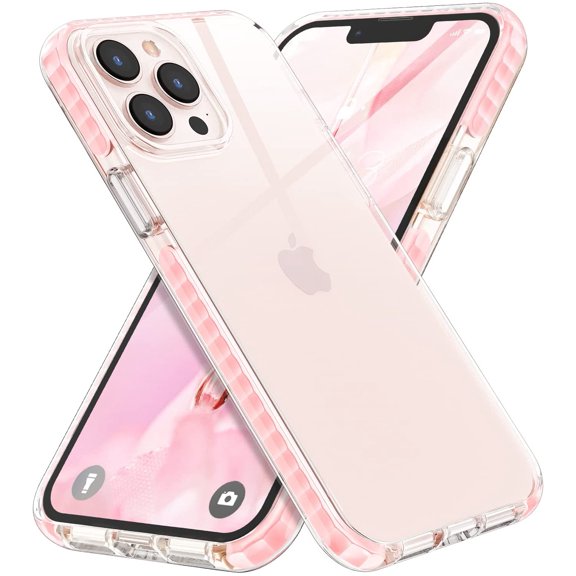 Compatible for iPhone 13 Pro Clear Case (2021), Crystal Transparent Cover Shockproof Protective Heavy Duty Bumper Shell Anti-Yellow Anti-Scratch for iPhone 13 Pro 6.1" 【3 Cameras】 2021-Pink