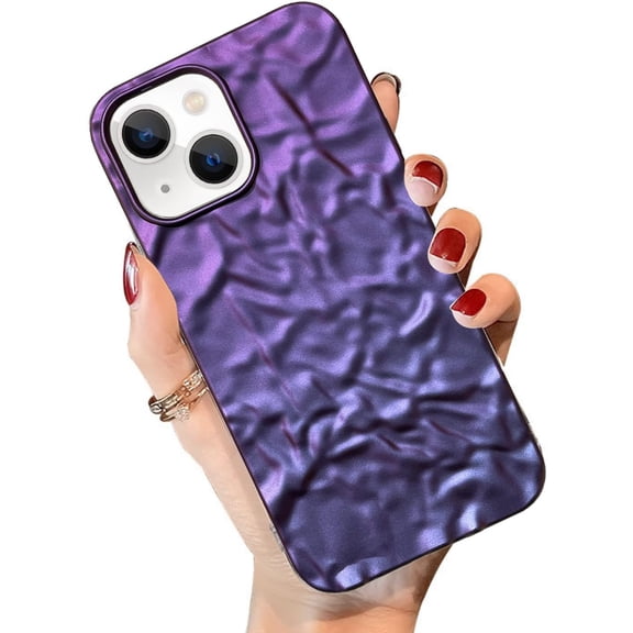 Compatible with iPhone 13 Pro Glitter Case for Women Girls Luxury Cute 3D Tin Foil Pleated Phone Case Bling Plating Soft Silicone Slim Shockproof Cover for iPhone 13 Pro 6.1 inch, Purple