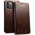 thumbnail image 1 of Compatible with iPhone 13 Pro Leather Case, iPhone 13 Pro Wallet Folio Case Book Design with Magnetic Closure Kickstand Card Slots Flip Cover for iPhone 13 Pro 6.1 inch 2021 Brown, 1 of 12