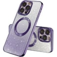thumbnail image 1 of Compatible with iPhone 13 Pro Magnetic Gardient Glitter Case, Plating Bling Cute Case with MagSafe for Women Girls Full Camera Protector Back Cover for iPhone 13 Pro 6.1'' Purple, 1 of 12