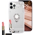thumbnail image 1 of Compatible with iPhone 13 Pro Makeup Mirror Case for Women Girls Luxury Bling Glitter Rhinestone Cover with Shiny Crystal Diamond Ring Stand Holder Finger Grip Cute Girly CasesSilver, 1 of 10