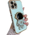 thumbnail image 1 of Compatible for iPhone 13 Pro Max 6.7 Inch 6D Plating Astronaut Hidden Stand Case, Cute Stand and Love-Heart Pattern Phone Case for Women Girls Men Soft TPU Shockproof Back Cover - Green, 1 of 10