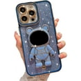 thumbnail image 1 of Compatible for iPhone 13 Pro Max 6.7 Inch Bling Plating Astronaut Hidden Stand Case, Cute 6D Bear Stand Glitter Phone Case for Women Girls Soft TPU Shockproof Back Cover - Blue, 1 of 10