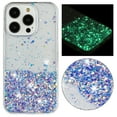 thumbnail image 1 of Compatible with iPhone 13 Pro Max Bling Case Glow in The Dark Noctiluncent Fluorescent Luminous Phone Case Women Girls Girly Glitter Sparkling Slim Soft TPU Bumper Protective Cover,Purple, 1 of 6
