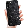 thumbnail image 1 of Compatible with iPhone 13 Pro Max Bling Case Luxury Shiny Plating Cute Glitter Cover Shockproof Camera Protection Case Cover for iPhone 13 Pro Max Women Girls-Elegant Black, 1 of 13