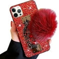 thumbnail image 1 of Compatible with iPhone 13 Pro Max Bling Diamond Case Luxury Sparkle Glitter Rhinestone Cute Fuzzy Furry Plush Ball Bracelect Wirst Strap Cover for iPhone 13 Pro Max 6.7 inch Women and Girls, 1 of 10