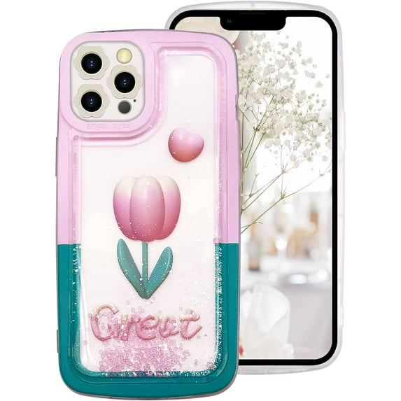 Compatible with iPhone 13 Pro Max Bling Liquid Case Flowing Quicksand Sparkly Glitter Shiny Cute Fashion Luxury Soft Clear Shockproof Cover for Women Girls