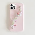 thumbnail image 1 of Compatible with iPhone 13 Pro Max Candy Color Chain Case Bracelet Wrist Strap Cute Pretty Luxury Soft Silicone Ultra Slim Shockproof Protective Cover for Girly Women Pink, 1 of 6