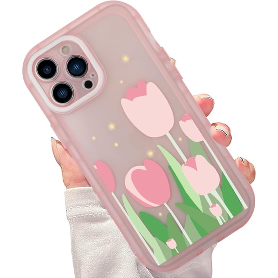 Compatible with iPhone 13 Pro Max Case 6.7 Inch, Cute Pink Floral Flower Pattern Phone Case for Women Girls, Shockproof Full Camera Protective Girly Cover for 13 Pro Max