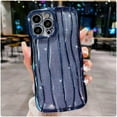 thumbnail image 1 of Compatible with iPhone 13 Pro Max Case-6.7 Inch, Luxury 3D Design Electroplated Water Ripple Bling Case, Curly Glitter Wave Frame Case for Women Girls-Blue, 1 of 11