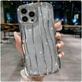thumbnail image 1 of Compatible with iPhone 13 Pro Max Case 6.7 Inch, Luxury 3D Design Electroplated Water Ripple Bling Case, Curly Glitter Wave Frame Case for Women Girls-Silver, 1 of 6