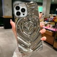thumbnail image 1 of Compatible with iPhone 13 Pro Max Case 6.7 Inch, Luxury 3D Design Heart Electroplated Water Ripple Case for Women Girls Soft Silicone Shockproof Camera Protective Back Cover-Silver, 1 of 8