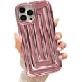 thumbnail image 1 of Compatible with iPhone 13 Pro Max Case 6.7 Inch,Luxury 3D Stripe Lattice Soap Case for Women Girls, Fashion Solid Color Electroplated Soft Silicone Shockproof Protective Back Cover-Pink, 1 of 7