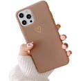 thumbnail image 1 of Compatible with iPhone 13 Pro Max Case 6.7 Inch [Not Fit 13/13 Pro] for Soft Rubber Liquid Silicone Gold Heart Pattern Slim Protective Case for Women Girls for iPhone 13 Pro Max-(Brown), 1 of 8