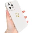 thumbnail image 1 of Compatible with iPhone 13 Pro Max Case 6.7", Slim Soft Silicone Cute Plated Heart Pattern Full Camera Protection Shockproof Phone Case for Women Girls (White), 1 of 11