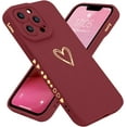 thumbnail image 1 of Compatible with iPhone 13 Pro Max Case 6.7 inch for Women Girls, Cute Luxury Heart [Soft Anti-Scratch Full Camera Lens Protective Cover] Silicone Girly Phone Case for iPhone 13 Pro Max-Burgundy, 1 of 12