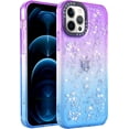 thumbnail image 1 of Compatible with iPhone 13 Pro Max Case Bling Sparkle Cute Girls Women Protective Case Slim Soft Flexible TPU Rubber Glitter Gradient Color Design for Women Girls Fashion, Purple+Blue, 1 of 8