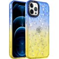 thumbnail image 1 of Compatible with iPhone 13 Pro Max Case Bling Sparkle Cute Girls Women Protective Case Slim Soft Flexible TPU Rubber Glitter Gradient Color Design for Women Girls Fashion, Blue+Yellow, 1 of 10