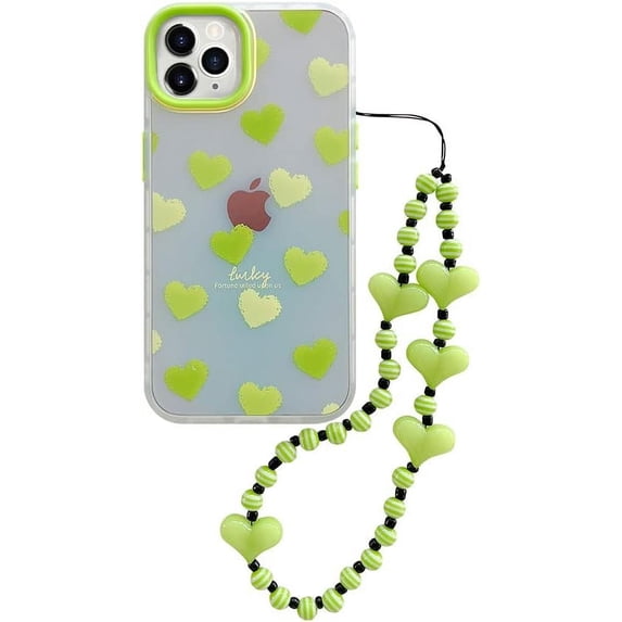 Compatible with iPhone 13 Pro Max Case with Bracelet, Fashion Luxury Translucent Love Heart Pattern Case Shiny Gradient Laser Protective Shockproof Cover for Girls Women