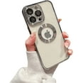 thumbnail image 1 of Compatible with iPhone 13 Pro Max Case with Camera Lens Protector,Logo View for Women Men, Soft Clear Back Cover, Luxury for iPhone 13 Pro Max Phone Cases (iphone13proMax, Silver), 1 of 16