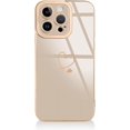thumbnail image 1 of Compatible for iPhone 13 Pro Max Case with Camera Protection Cute Heart Pattern Electroplated Heart Logo Edge Soft TPU Shockproof Case for Women Girls (White), 1 of 6