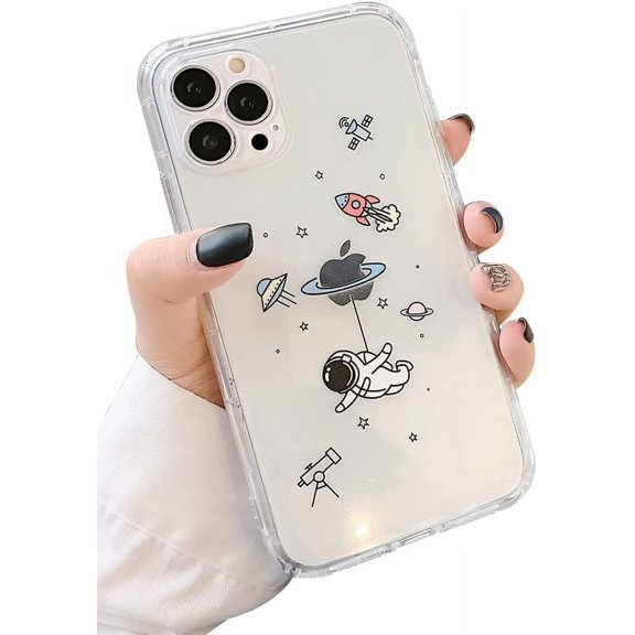 Compatible with iPhone 13 Pro Max Case for Clear Creative Astronaut Cute Cartoon Pattern for Boys Girls Soft TPU Protective Slim Shockproof Case for iPhone 13 Pro Max-Flight