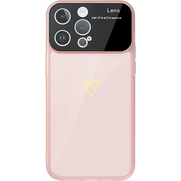 Compatible with iPhone 13 Pro Max Case Clear [Non-Yellowing] Cute Heart Clear Case for Women Girls, Slim Soft TPU Protective Phone Case for iPhone 13 Pro Max Pink
