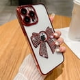 thumbnail image 1 of Compatible with iPhone 13 Pro Max Case, Cute 3D Crystal Bow Tie Bowknot Glitter Sparkle Bling Transparent Clear Soft Shockproof Plating Camera Lens Protection Cover Phone Case, Red, 1 of 7