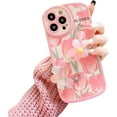 thumbnail image 1 of Compatible with iPhone 13 Pro Max Case,Cute 3D Flower Wrist Chain Floral Print Cover Camera Protection Shockproof Phone Case for Women Girls Design for iPhone 13 Pro Max-Pink, 1 of 12