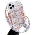 thumbnail image 1 of Compatible with iPhone 13 Pro Max Case Cute Bear Kawaii Cartoon Pattern Crossbody Adjustable Strap Neck Lanyard Shockproof Protective Cover for iPhone 13 Pro Max-White, 1 of 9