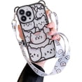 thumbnail image 1 of Compatible with iPhone 13 Pro Max Case Cute Bear Kawaii Cartoon Pattern Crossbody Adjustable Strap Neck Lanyard Shockproof Protective Cover for iPhone 13 Pro Max-Black, 1 of 7