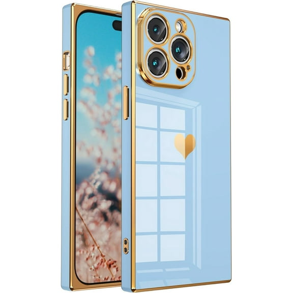 Compatible with iPhone 13 Pro Max Case ,Cute Cases Full Lens Protection, Reinforced Corners TPU Cushion Shockproof Edge Bumper Cover iPhone 13 Pro Max Phone Case [6.7 inches] -Light-Blue